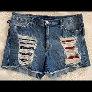 Rock & Republic Midrise Flag Jean Shorts- Size 14